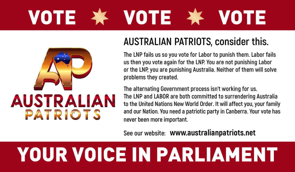 AUSTRALIAN PATRIOTS, consider this.